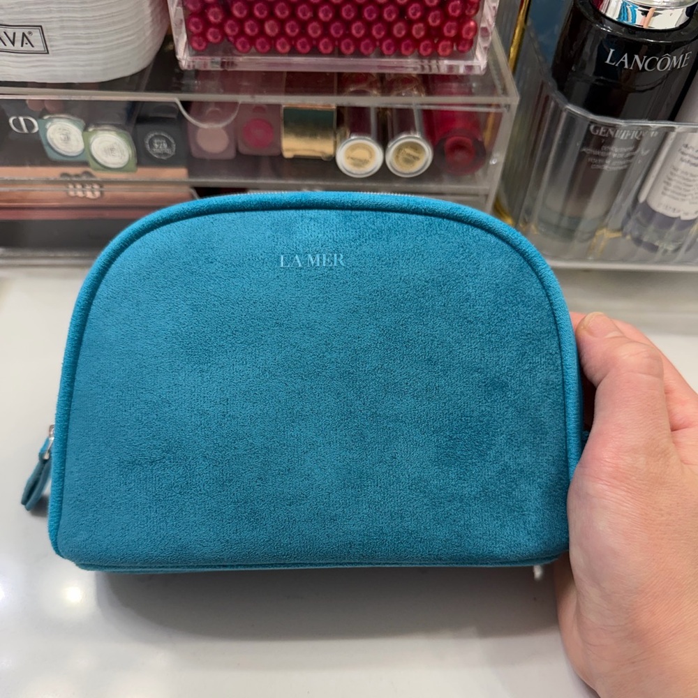 La Mer Teal Suede Pouch